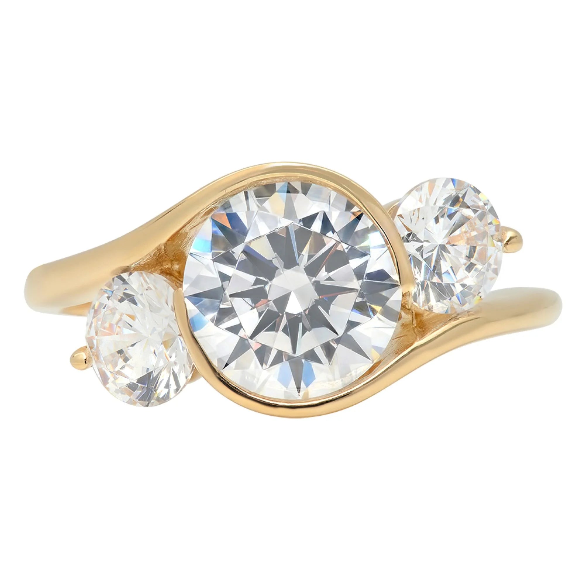 14K Yellow Gold Three-Stone Diamond Engagement Ring U2013