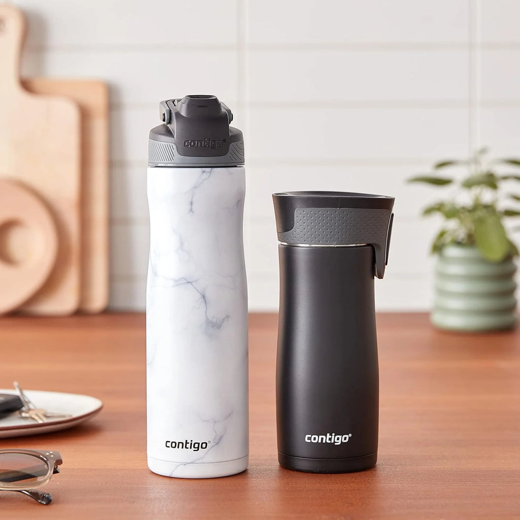 24oz Vacuum-Insulated Stainless Steel Water Bottle & 16oz Vacuum-Insulated Stainless Steel Travel Mug, 2-Pack H45624