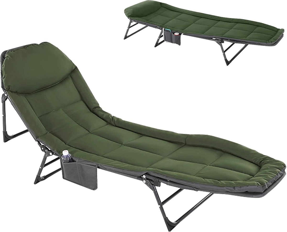Adjustable 4-Position Folding Reclining Lounge Chair with Mattress D49509