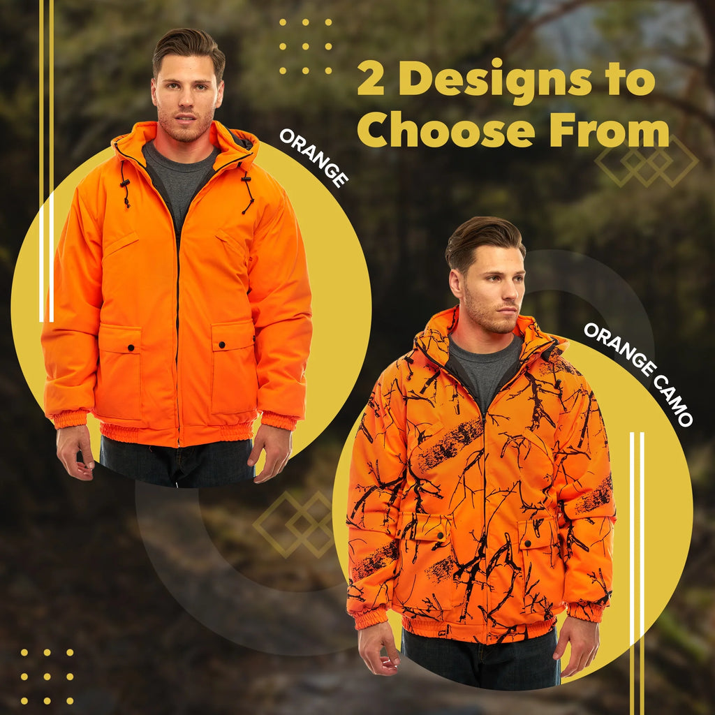 Blaze Orange Camo Insulated Waterproof Safety Tanker Jacket X907004