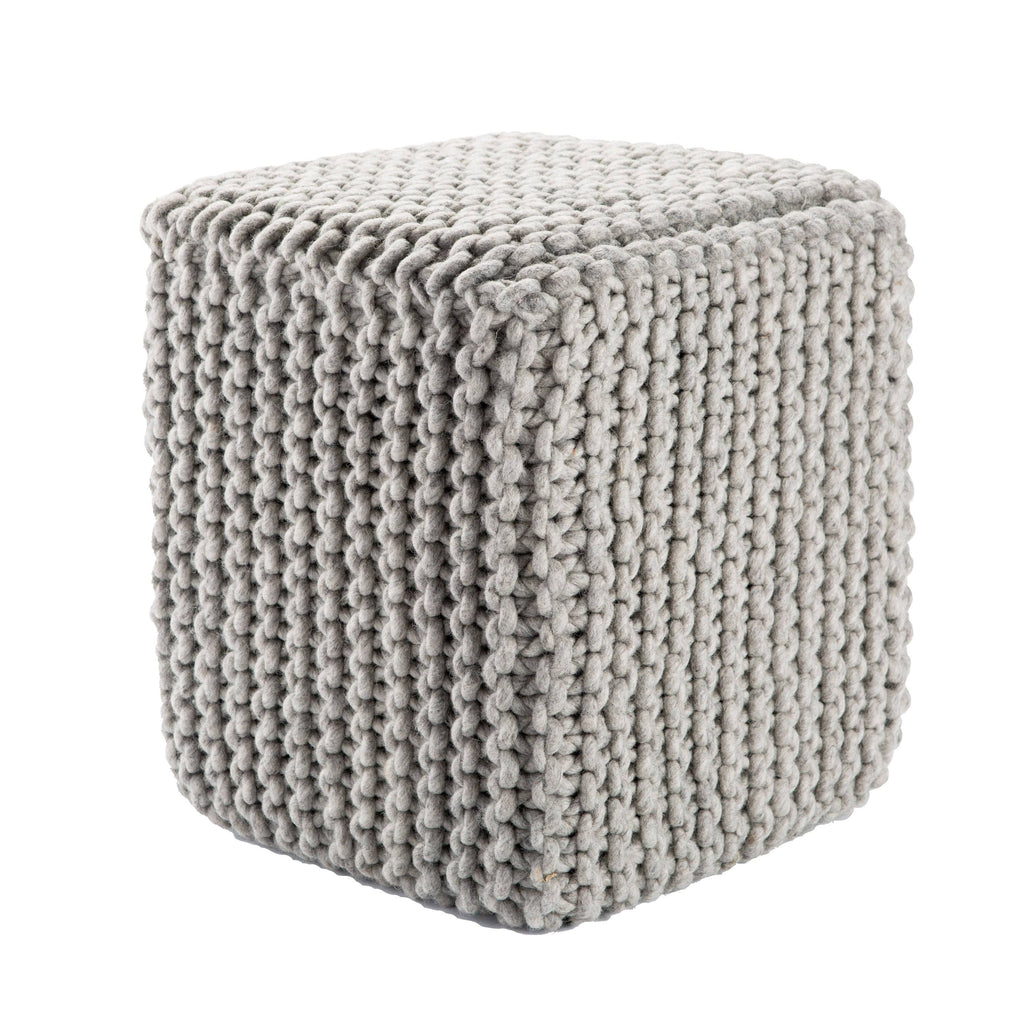 Light Grey Wool Pouf C994