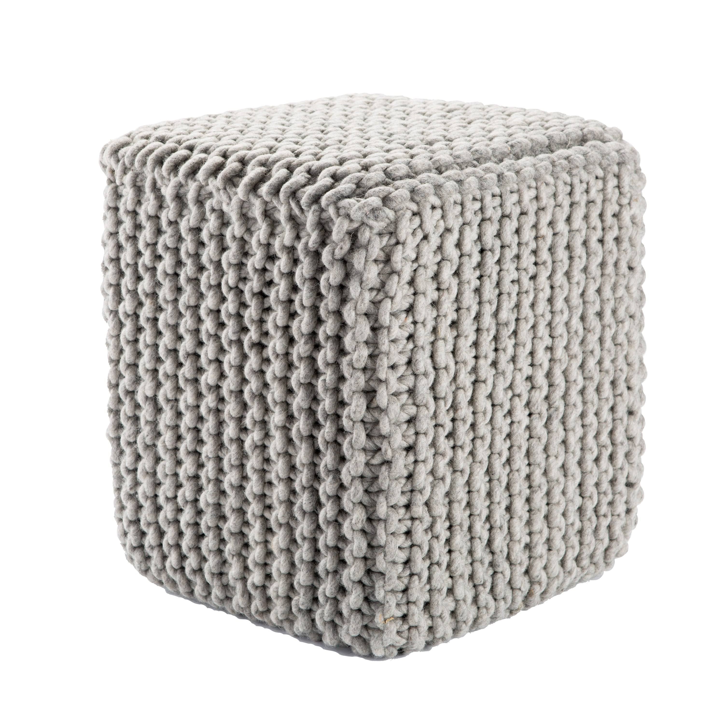 Light Grey Wool Pouf C994