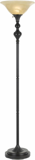 Pack of 2 Dark Bronze Metal Torchiere with Glass Shade O6262