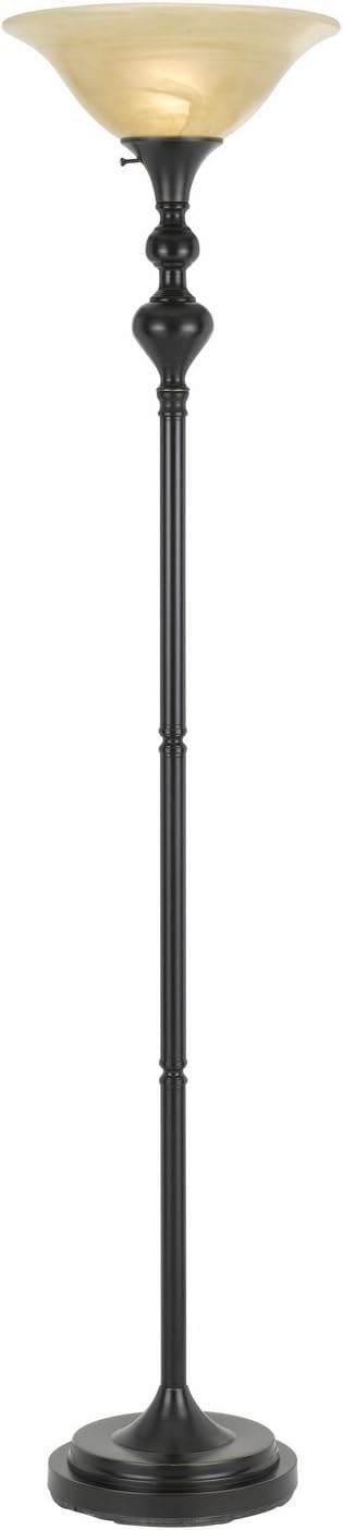 Pack of 2 Dark Bronze Metal Torchiere with Glass Shade O6262