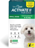 Flea and Tick Prevention for Dogs, Small 4-10 lbs, 8 Monthly Doses, Clear Pack of 2 U79325