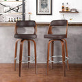 Swivel Barstools with Walnut Finish Wooden Back and Legs (Brown) N7353