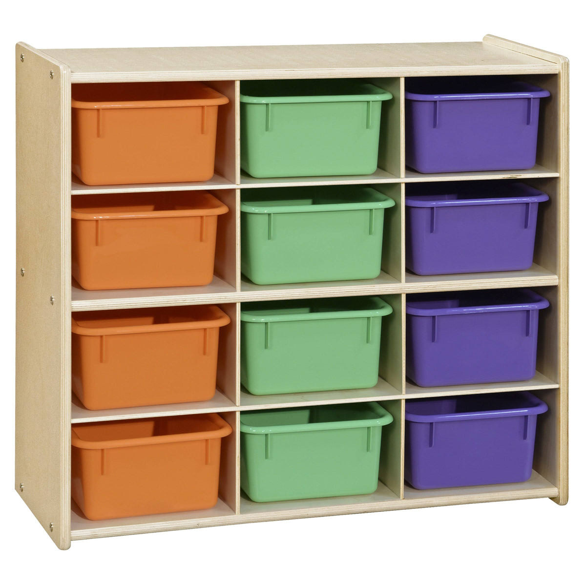 Baltic Birch 12-Cubby Storage Unit with Colorful Tubs M193173