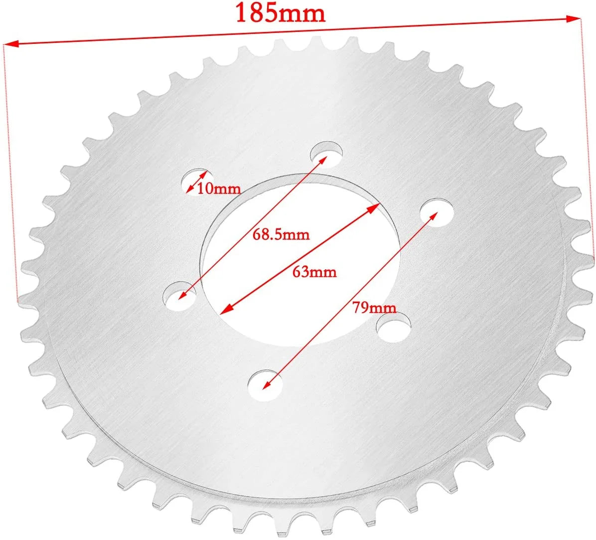 CNC Silver 44T Sprocket With 1.5" Adapter For 60cc 66cc 80cc Motorized Bicycle N26184
