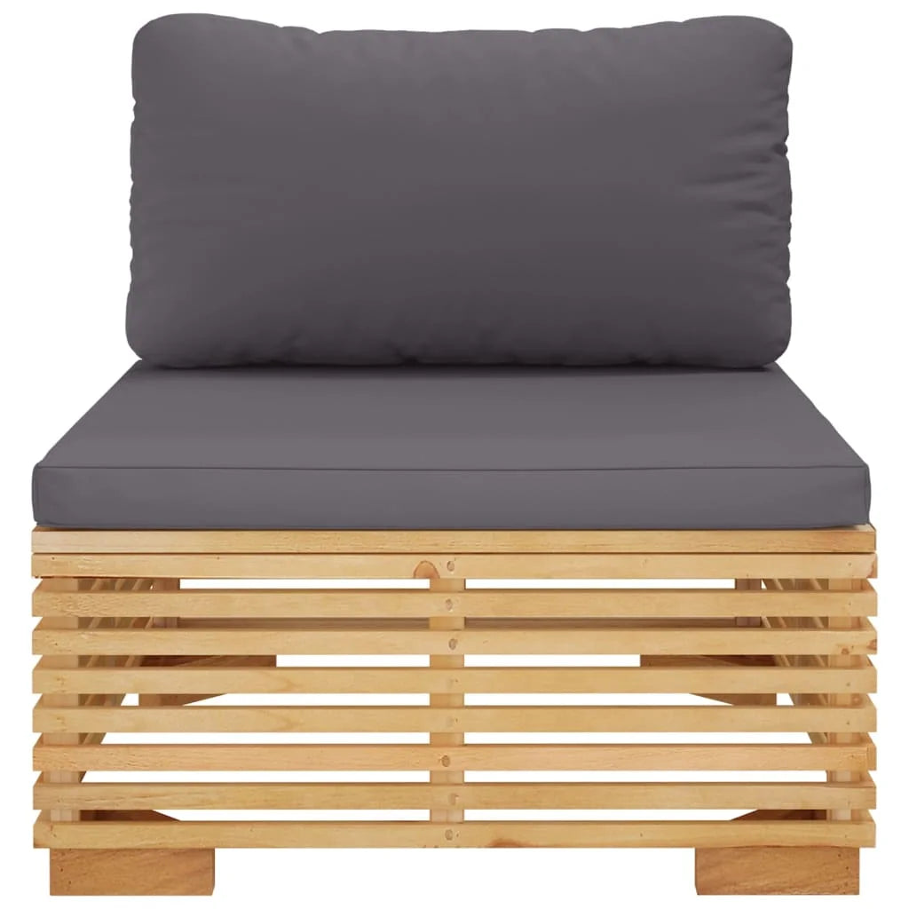 Patio Sofa with Dark Gray Cushions Solid Wood Teak A3901