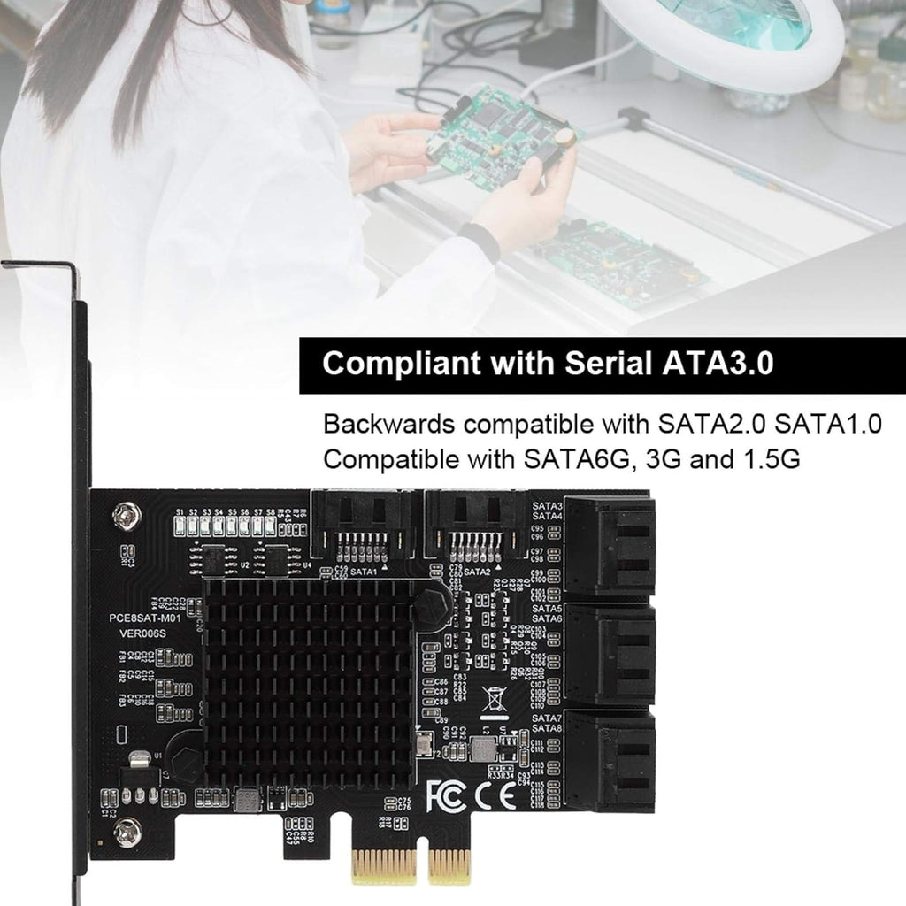 PCI-E to SATA3.0 Controller Expansion Card 8-Port, Pack of 2 W59035