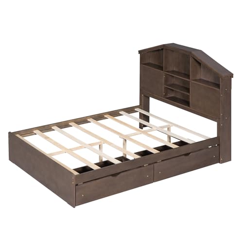 Grey Twin Size Solid Wood Canopy Daybed with 3 Storage Drawers V1205