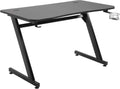 Black Gaming Desk with Cup Holder, Headphone Hook, Cable Management C8220