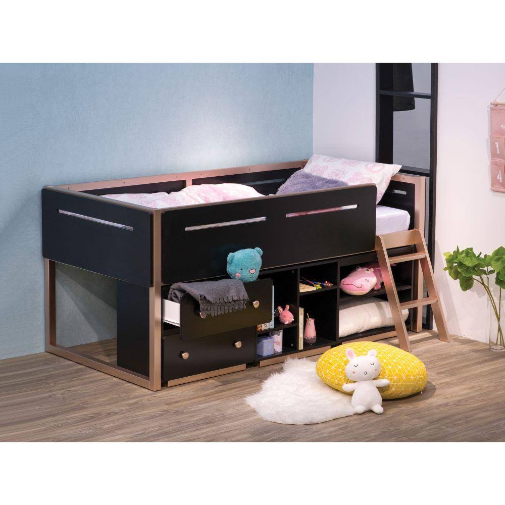 Black Rose Gold Loft Bed D957