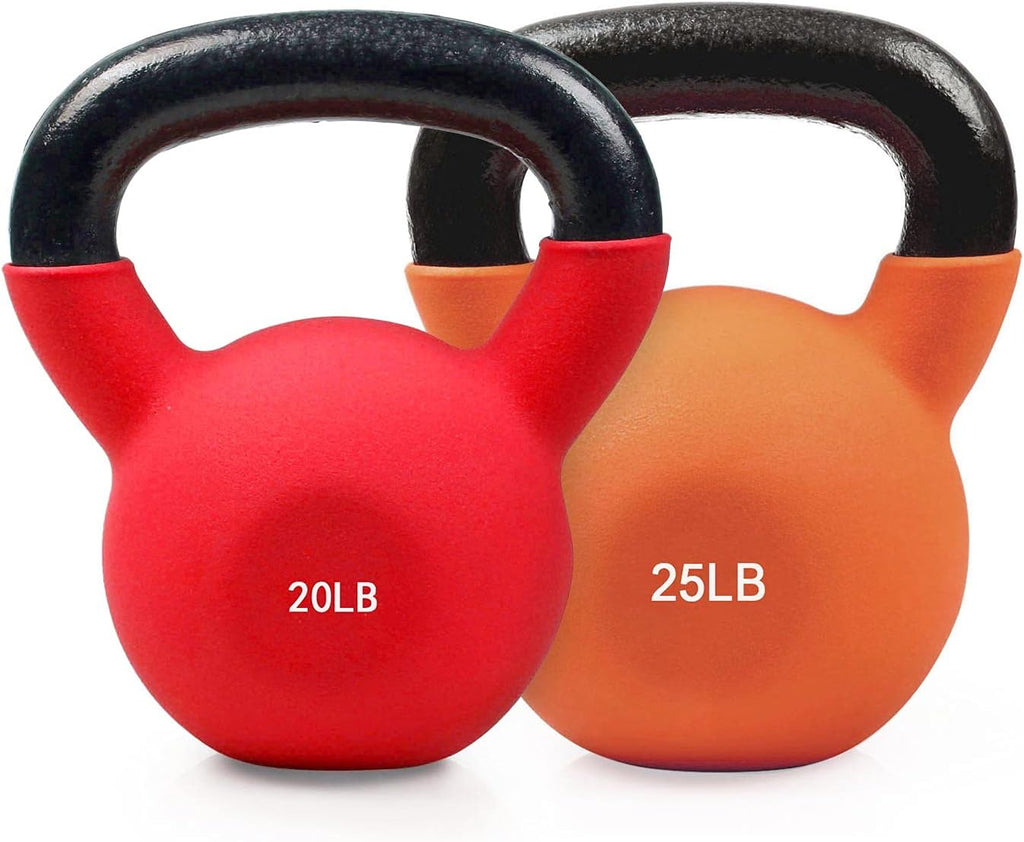 Neoprene Coated Solid Cast Iron Kettlebell 20 25 30 35 40 45 50 LB, Pack of 2 Y648573
