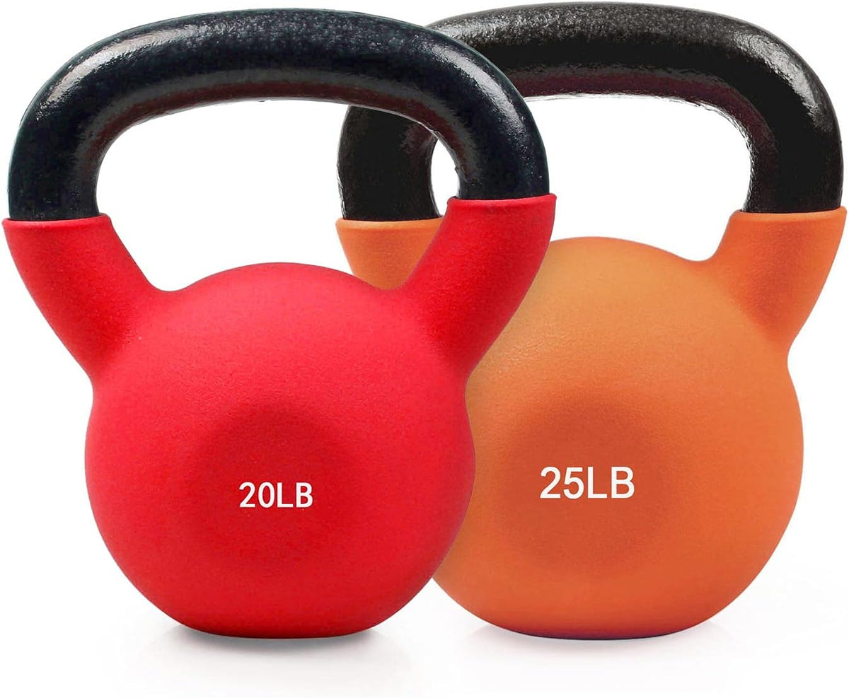 Neoprene Coated Solid Cast Iron Kettlebell 20 25 30 35 40 45 50 LB, Pack of 2 Y648573