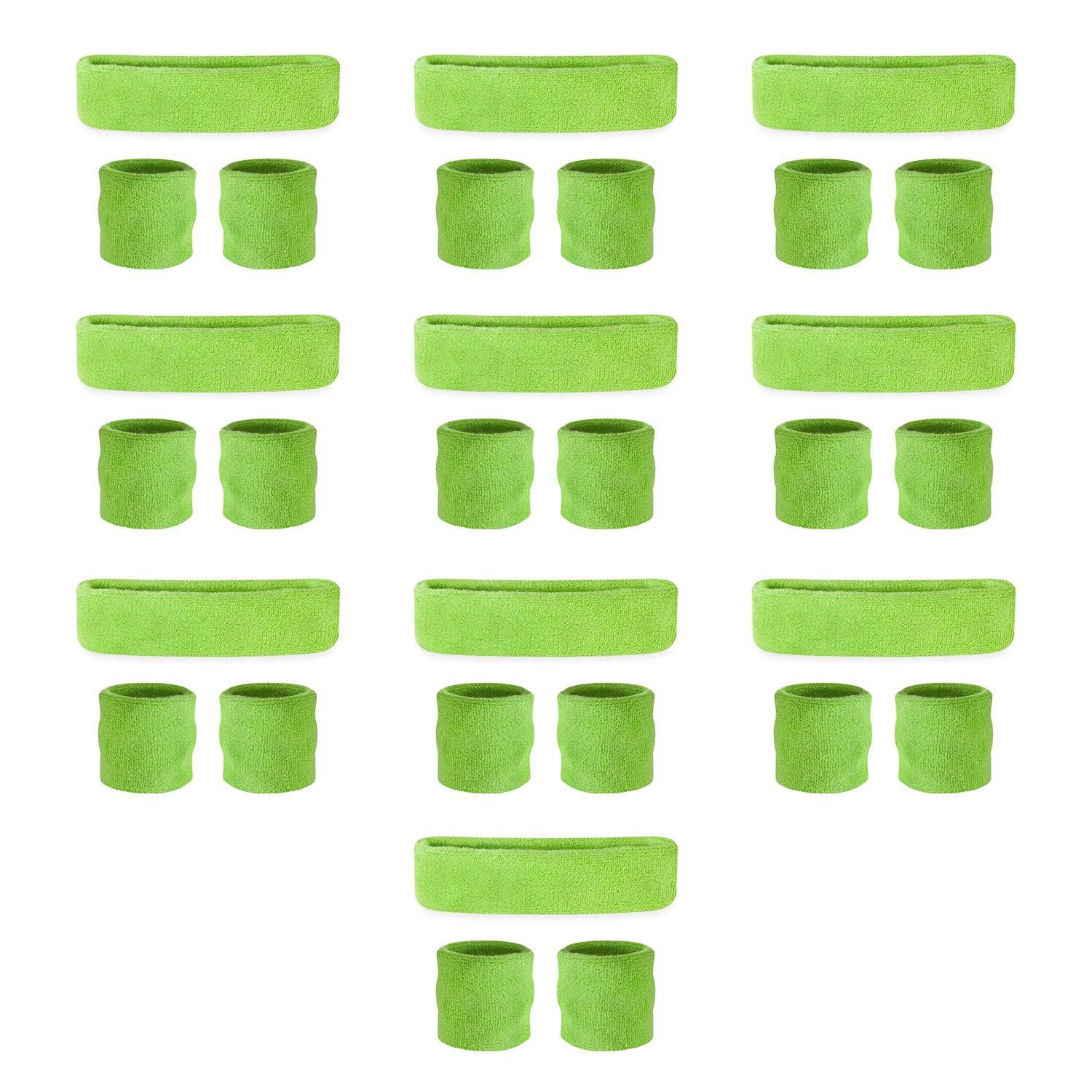 Neon Green Headband / Wristband Sets (10 Pack) A235216