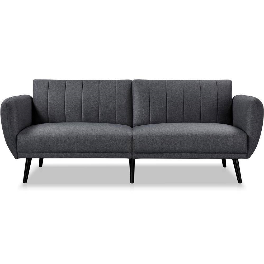 Dark Grey Linen Upholstered Sofa Bed with Wooden Legs M368