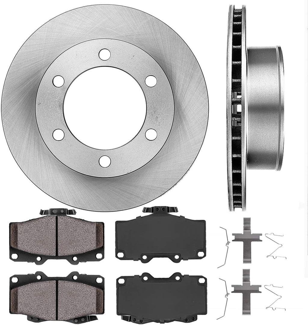 Premium 6 Lug Brake Rotors + Ceramic Brake Pads + Clips X1905