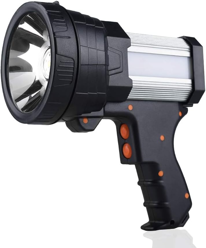 2 Pack Silver Rechargeable LED Handheld Spotlight Flashlight with Foldable Tripod O27763