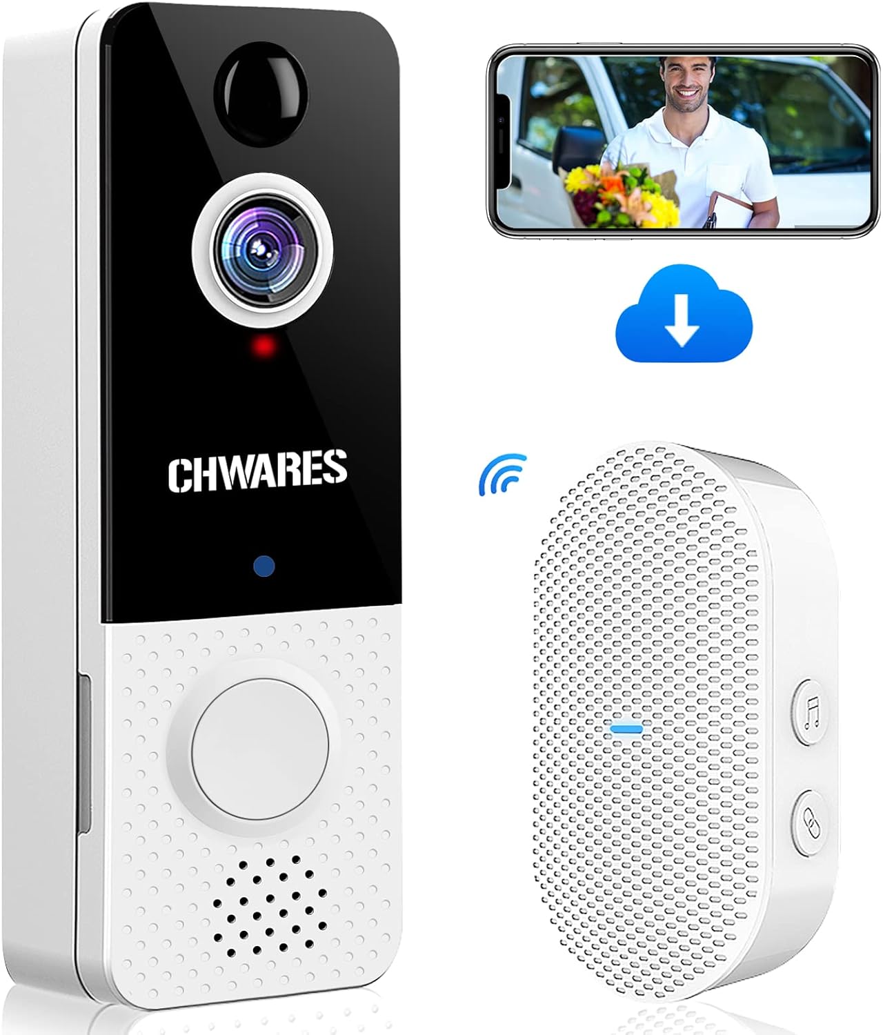 Wireless Video Doorbell Camera 1080p HD Pack of 2 R485094