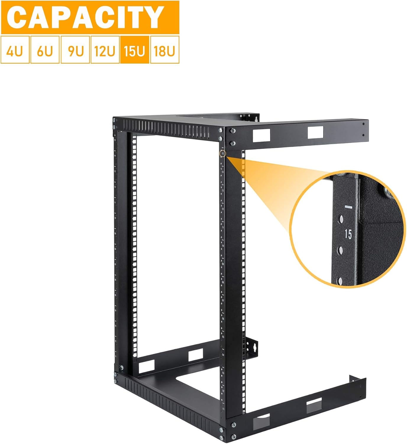 Black 15U 19 Wall Mount Shelf Network Rack I497