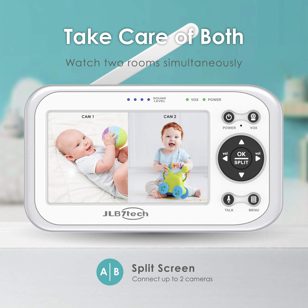 4.3 Split Screen Video Baby Monitor with 2 Cameras and Audio, Night Vision, Two-Way Talk T2687