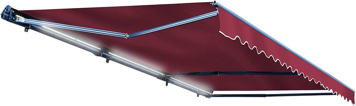 Retractable 16x10 Feet Motorized LED Patio Awning, 100% Polyester Canopy, Green W10586