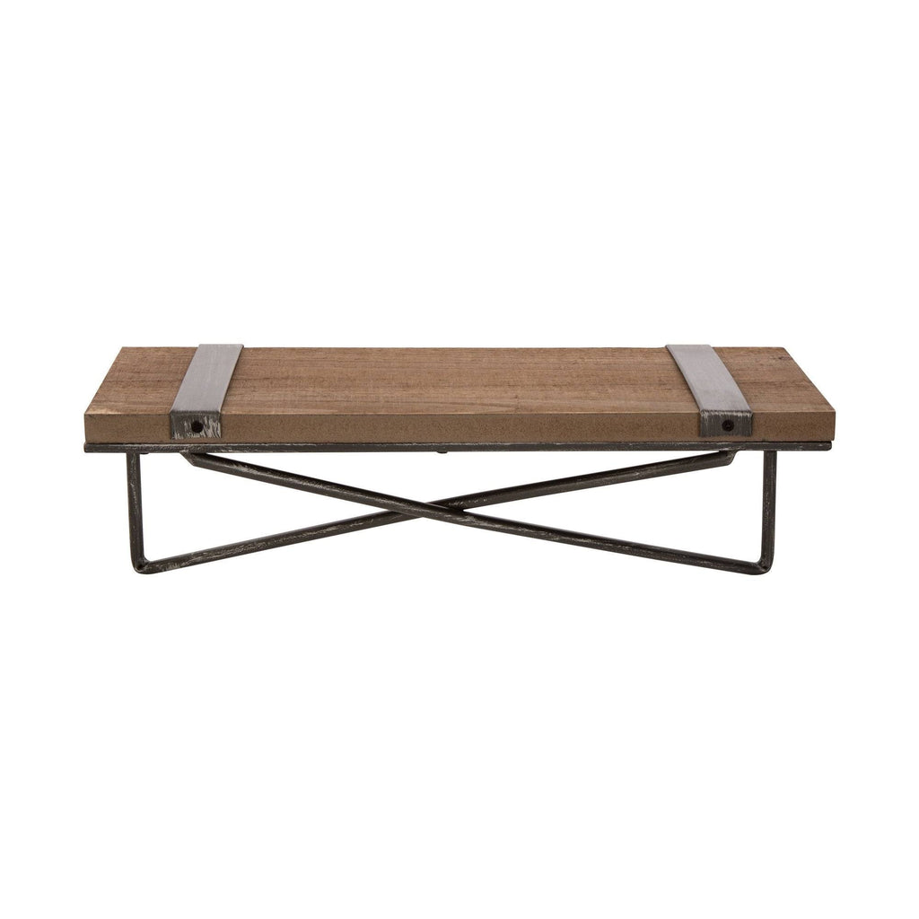 Farmhouse Rustic Metal Wooden Wall Shelf Set of Two E2866