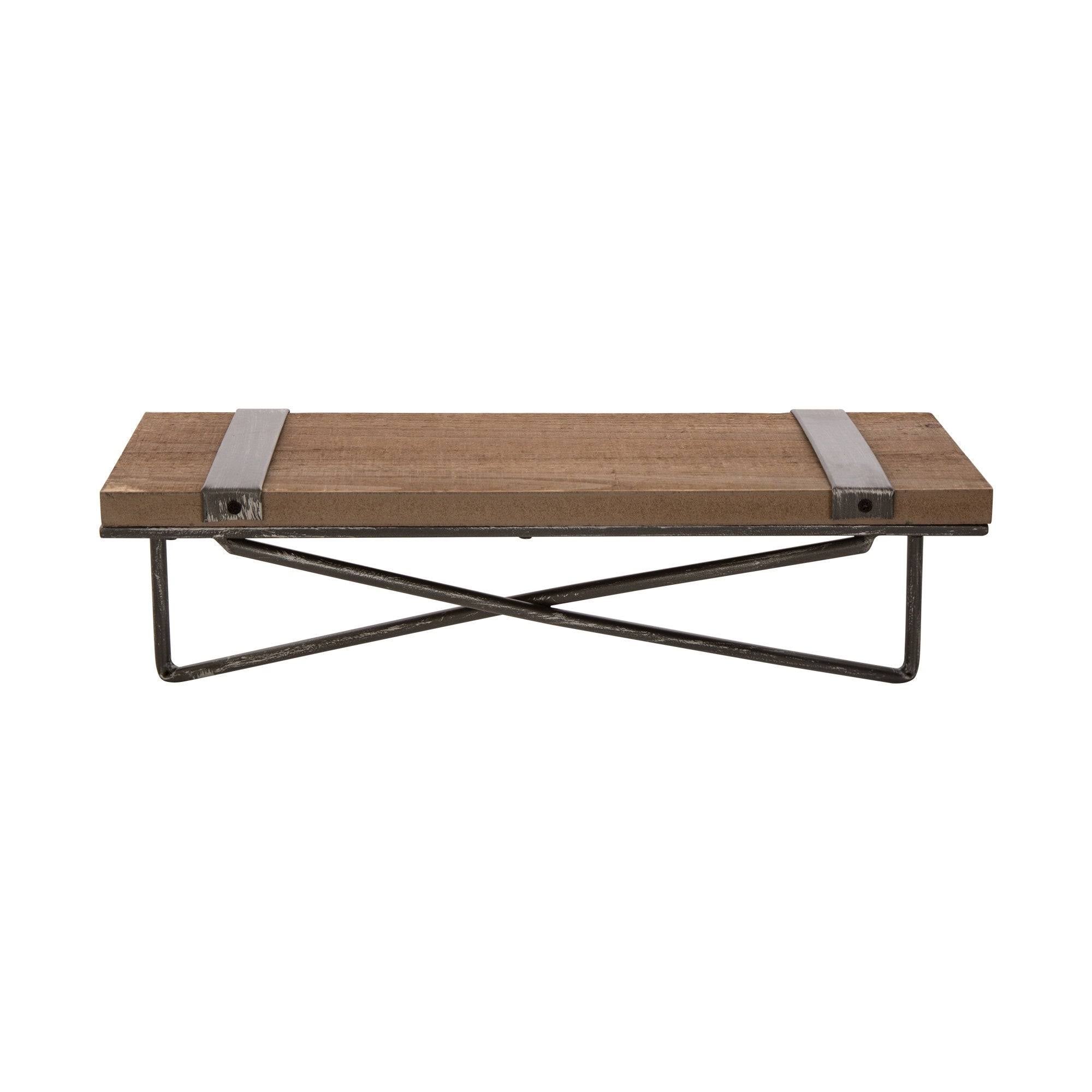 Farmhouse Rustic Metal Wooden Wall Shelf Set of Two E2866