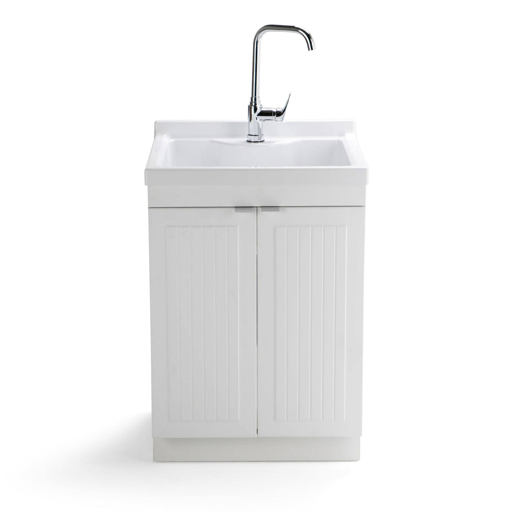 24 inch Laundry Cabinet with Faucet and ABS Sink (Pure White) M169150