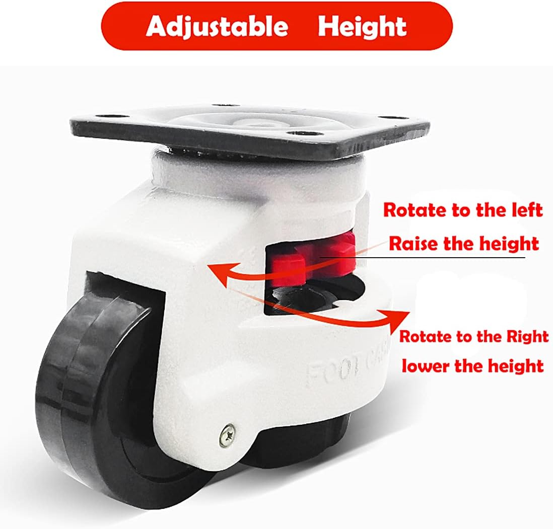 4 Pack 360 Degree Swivel Leveling Caster Wheels with Rubber Feet Z176