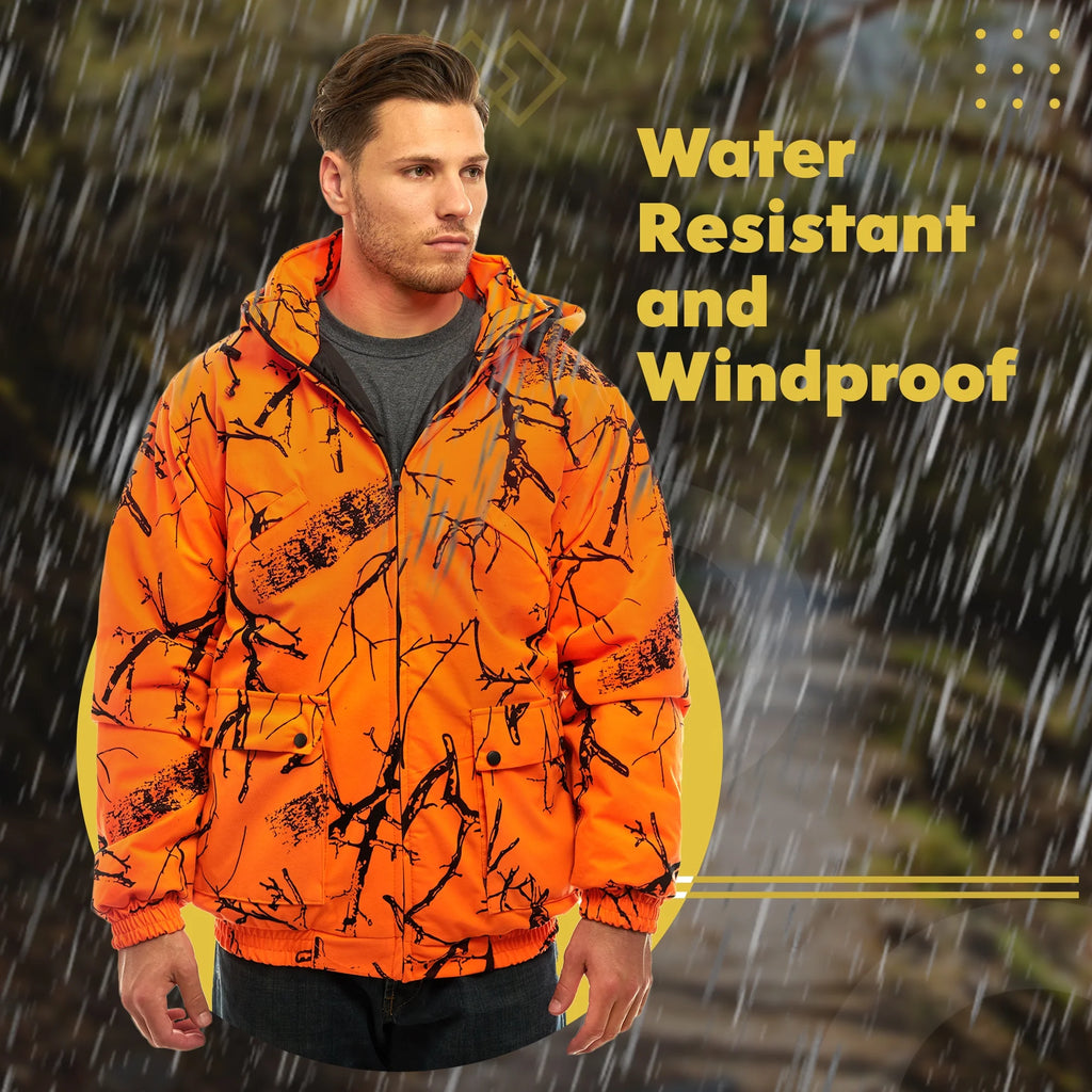 Blaze Orange Camo Insulated Waterproof Safety Tanker Jacket X907004