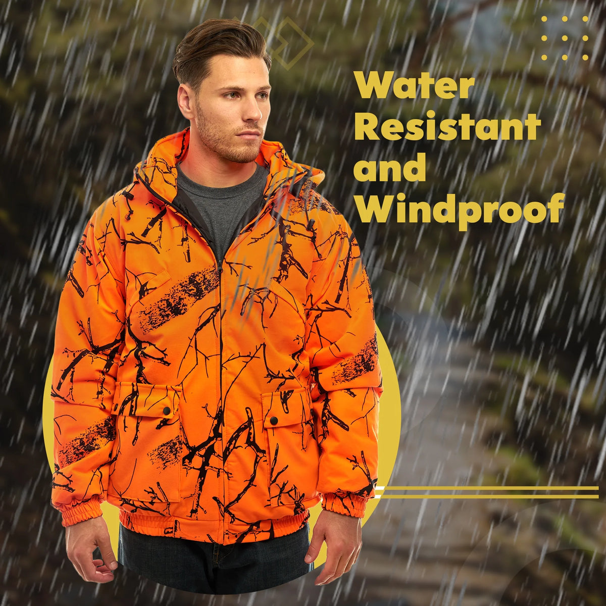 Blaze Orange Camo Insulated Waterproof Safety Tanker Jacket X907004