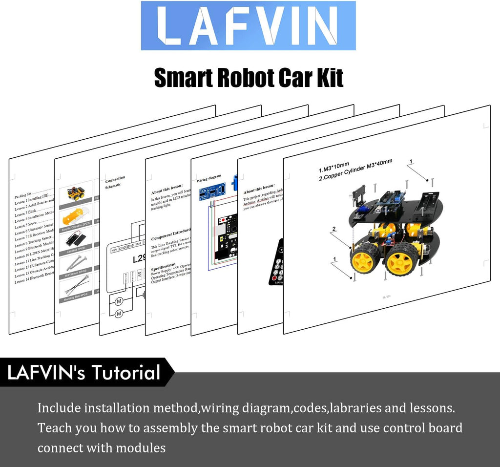 Smart Robot Car Kit with Ultrasonic Sensor, Bluetooth Module, R3 Board, Pack of 2 W7503