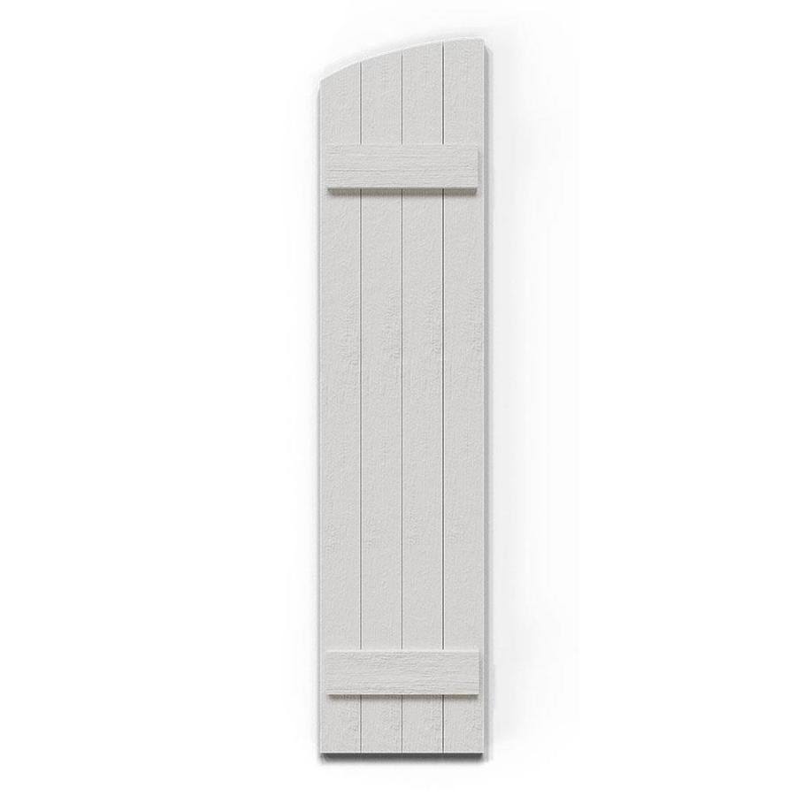 Rustic Faux Wood Shutters with Elliptical Arch Top I2145