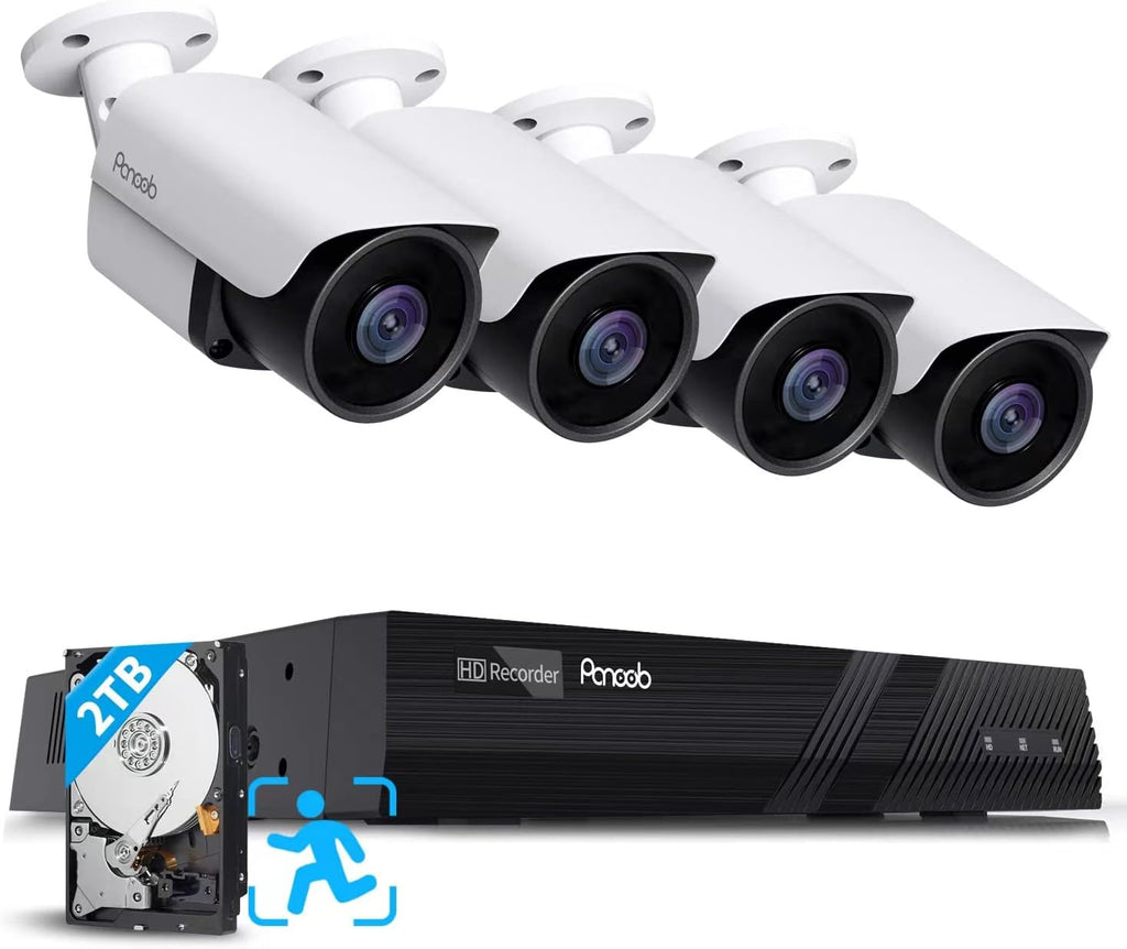 4K PoE Security Camera System with 2TB HDD NVR, 6pcs 8MP Bullet Cameras E1181