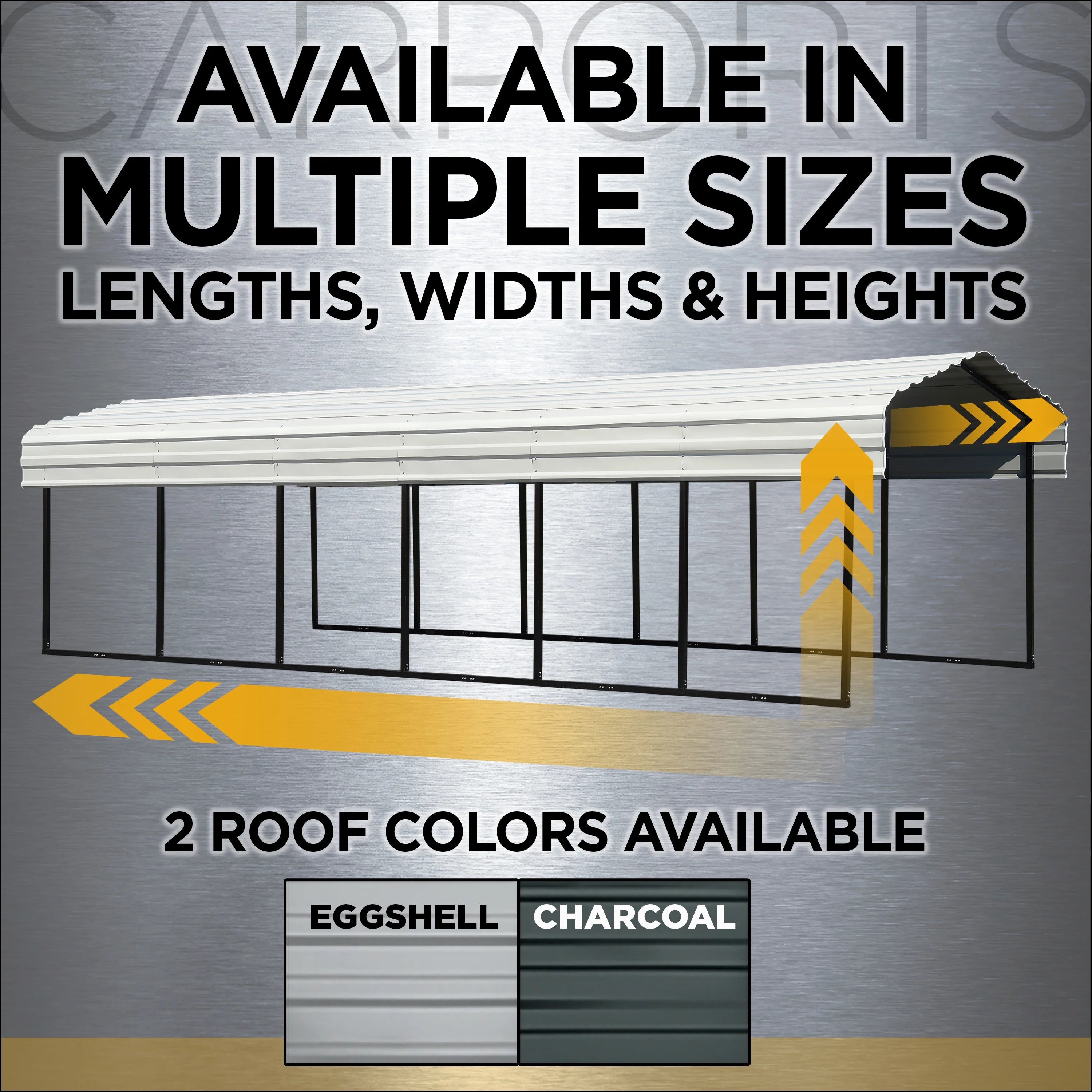 Galvanized Steel Carport Kit, 12' x 29' x 9' V385