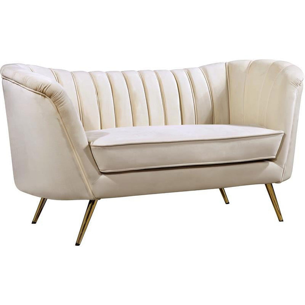 Cream and Gold 3-Piece Accent Chair Loveseat & Sofa Set E6688