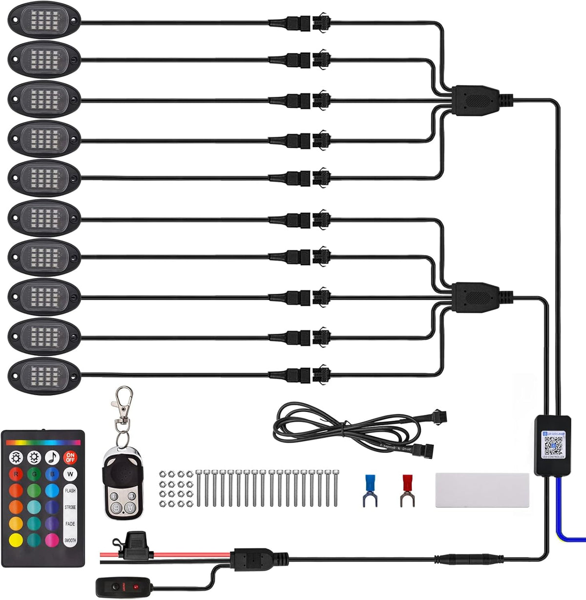 10 Pods RGB LED Rock Lights with Remote Control U160287
