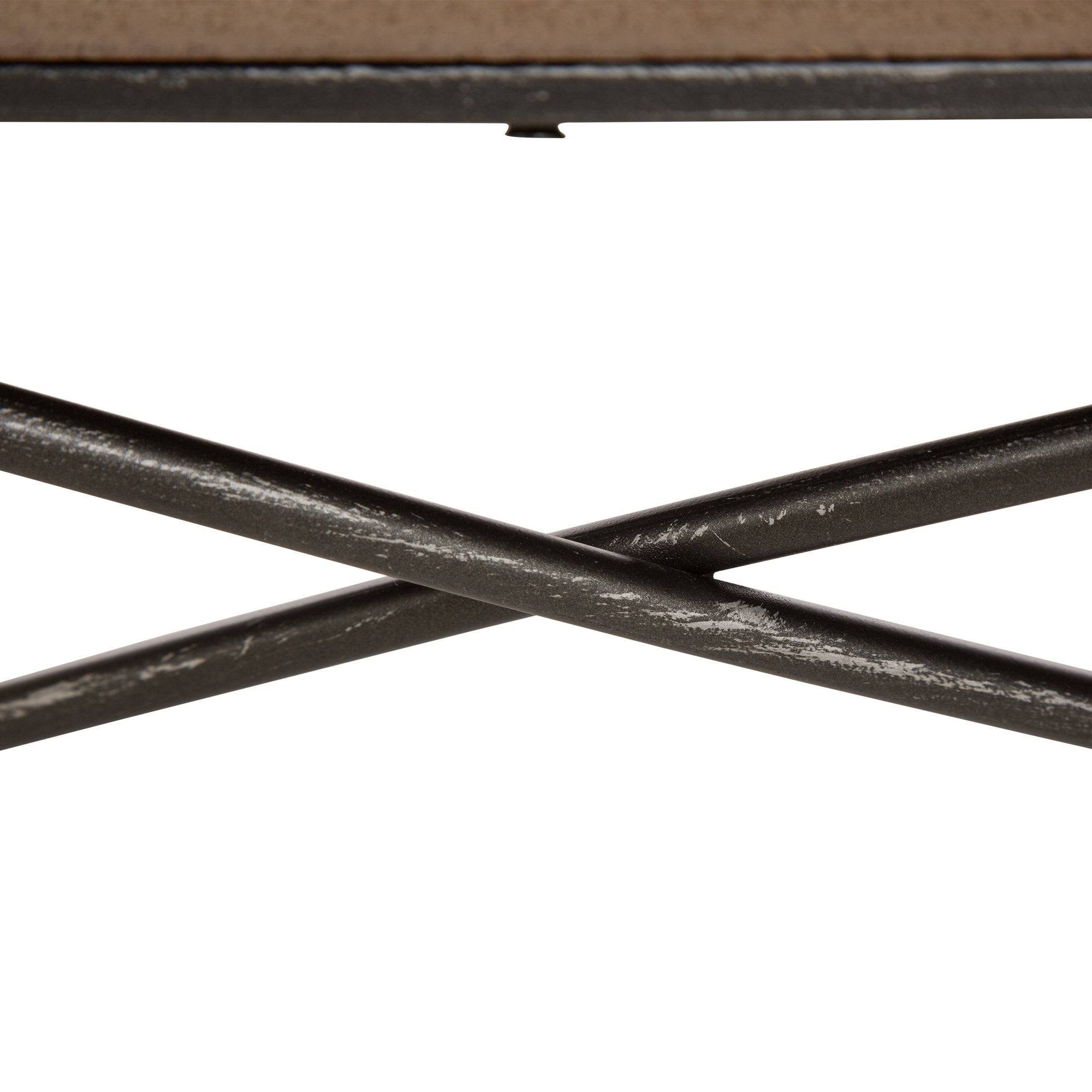 Farmhouse Rustic Metal Wooden Wall Shelf Set of Two E2866