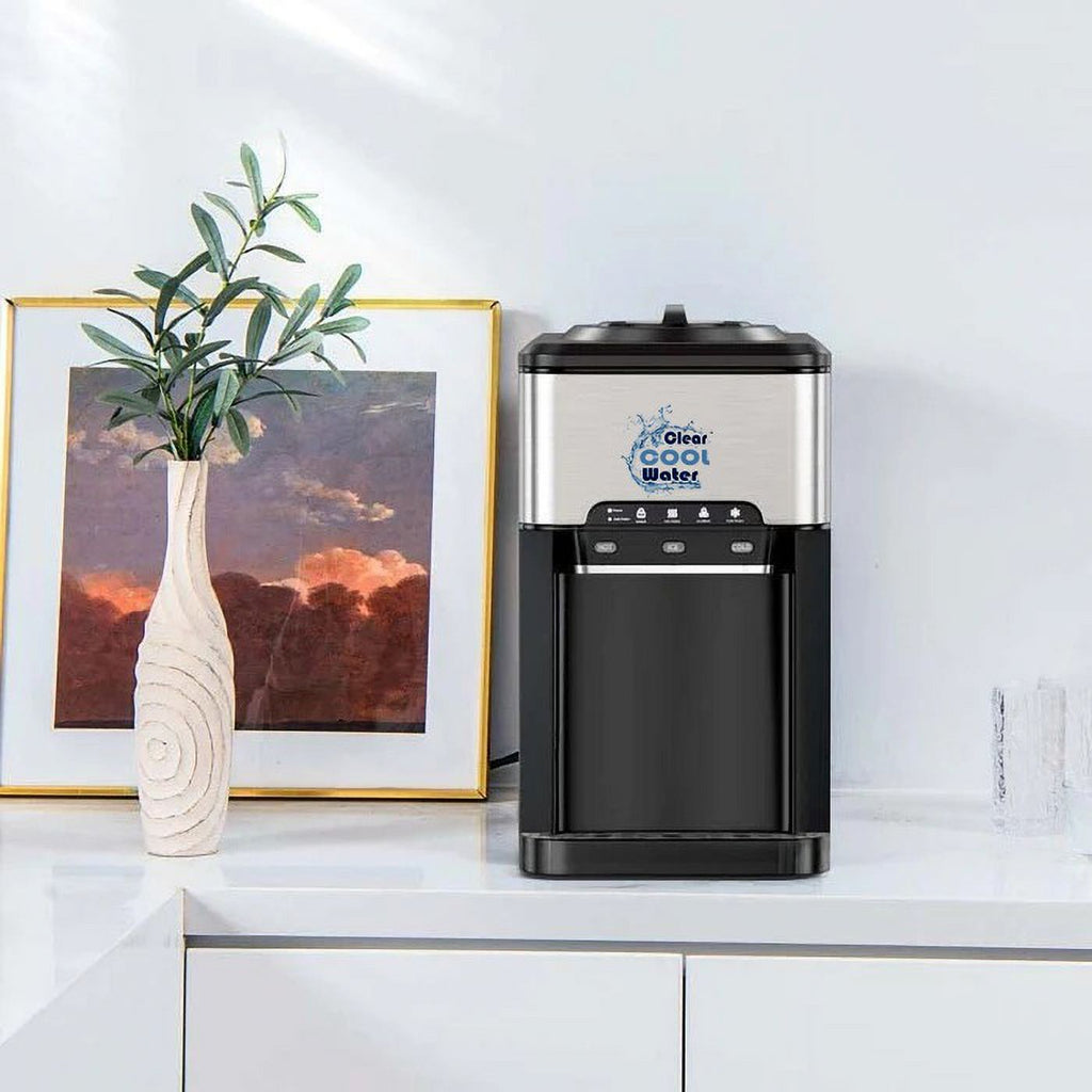 3 in 1 Countertop Water Cooler Dispenser Ice Maker with Ice Block 44 lb Ice Storage K614652