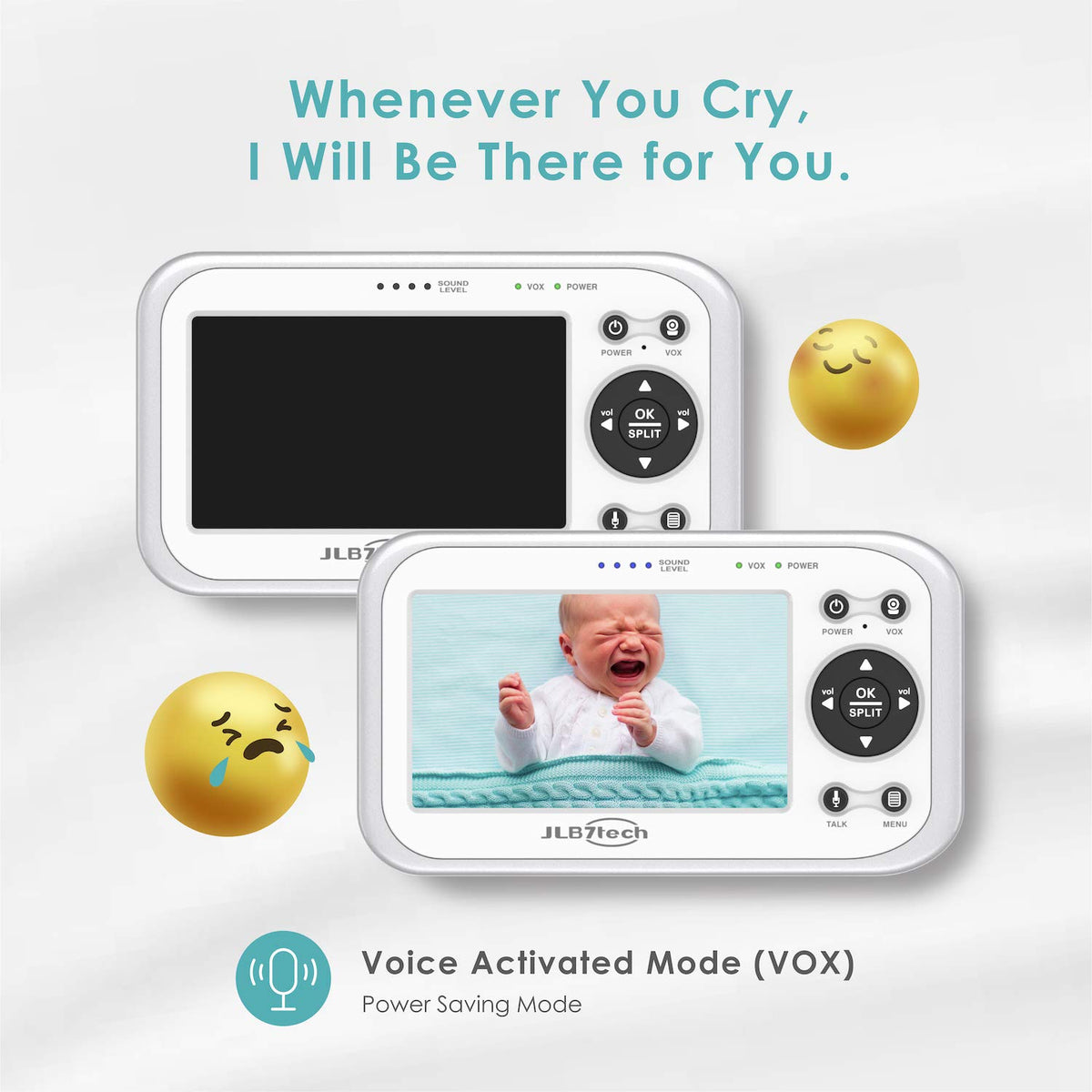 4.3 Split Screen Video Baby Monitor with 2 Cameras and Audio, Night Vision, Two-Way Talk T2687