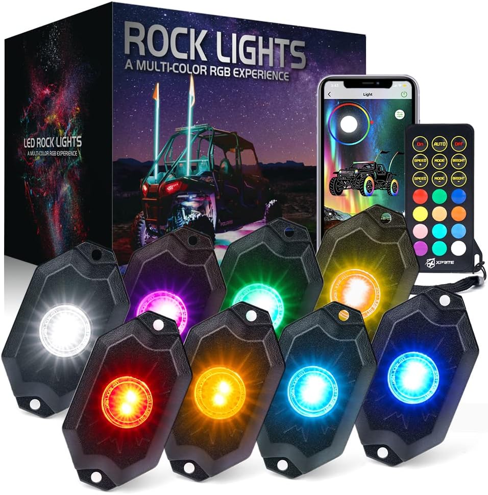 RGBW LED Rock Lights Kit with Bluetooth Controller, 6 Pods C528