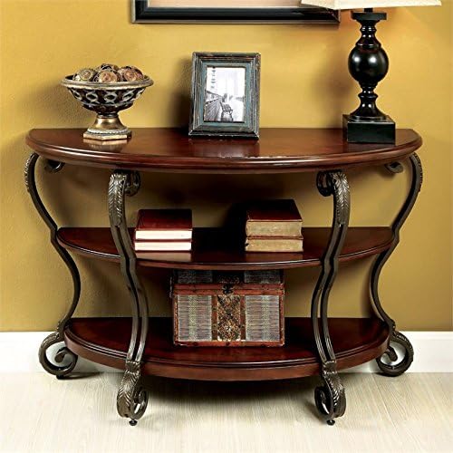 Traditional Wood 2-Shelf Console Table Brown Cherry I265467