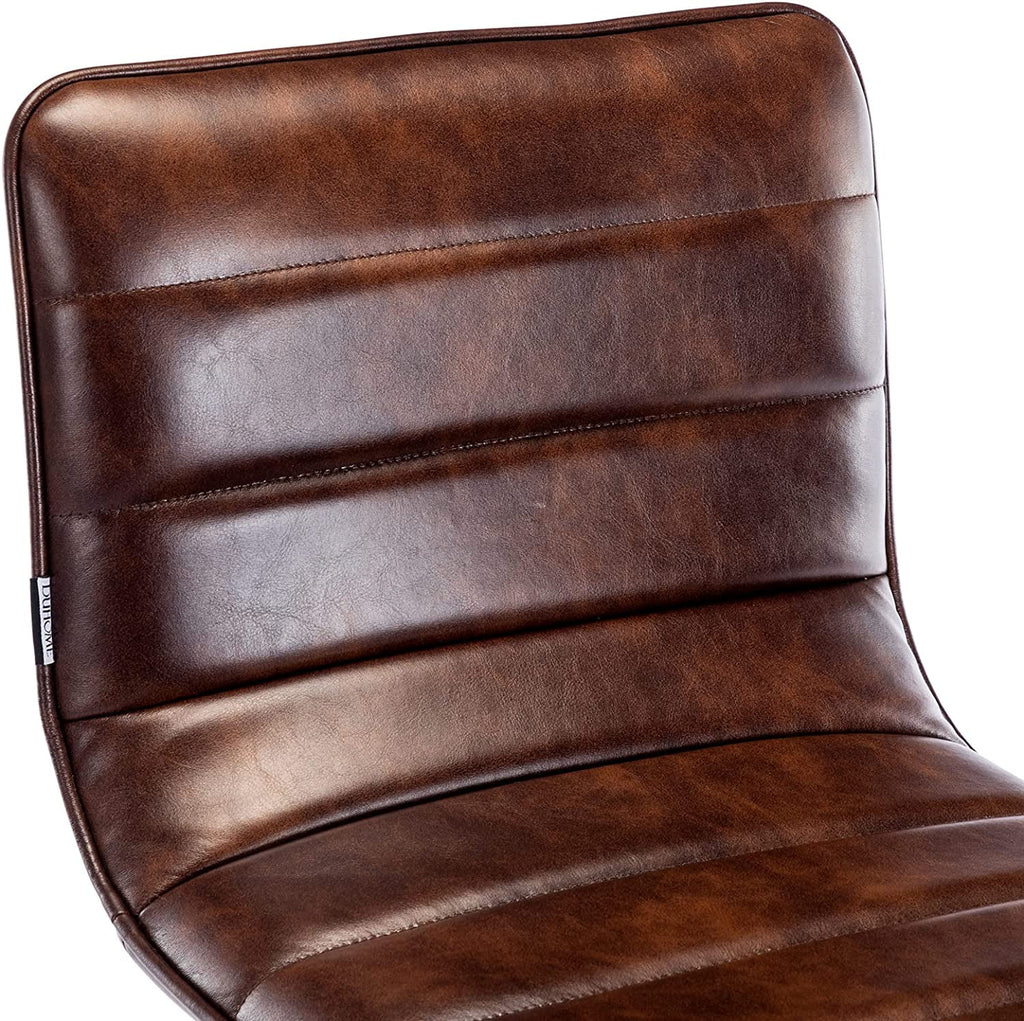 Brown Leather Swivel Adjustable Bar Stool with Back D5429