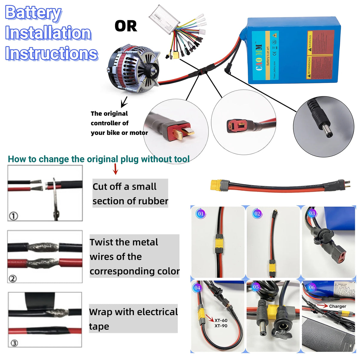 48V 14Ah Lithium ion Ebike Battery with 30A BMS and 2A Charger D8409