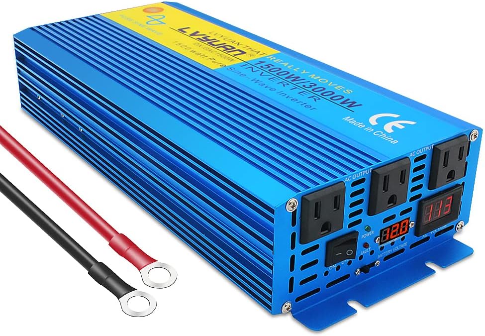 4000W Pure Sine Wave Power Inverter 24V to 110V DC to AC with LED Display Remote Controller H291