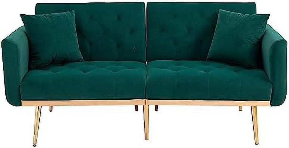 Peach Velvet Loveseat with 7 Gold Metal Legs S972712