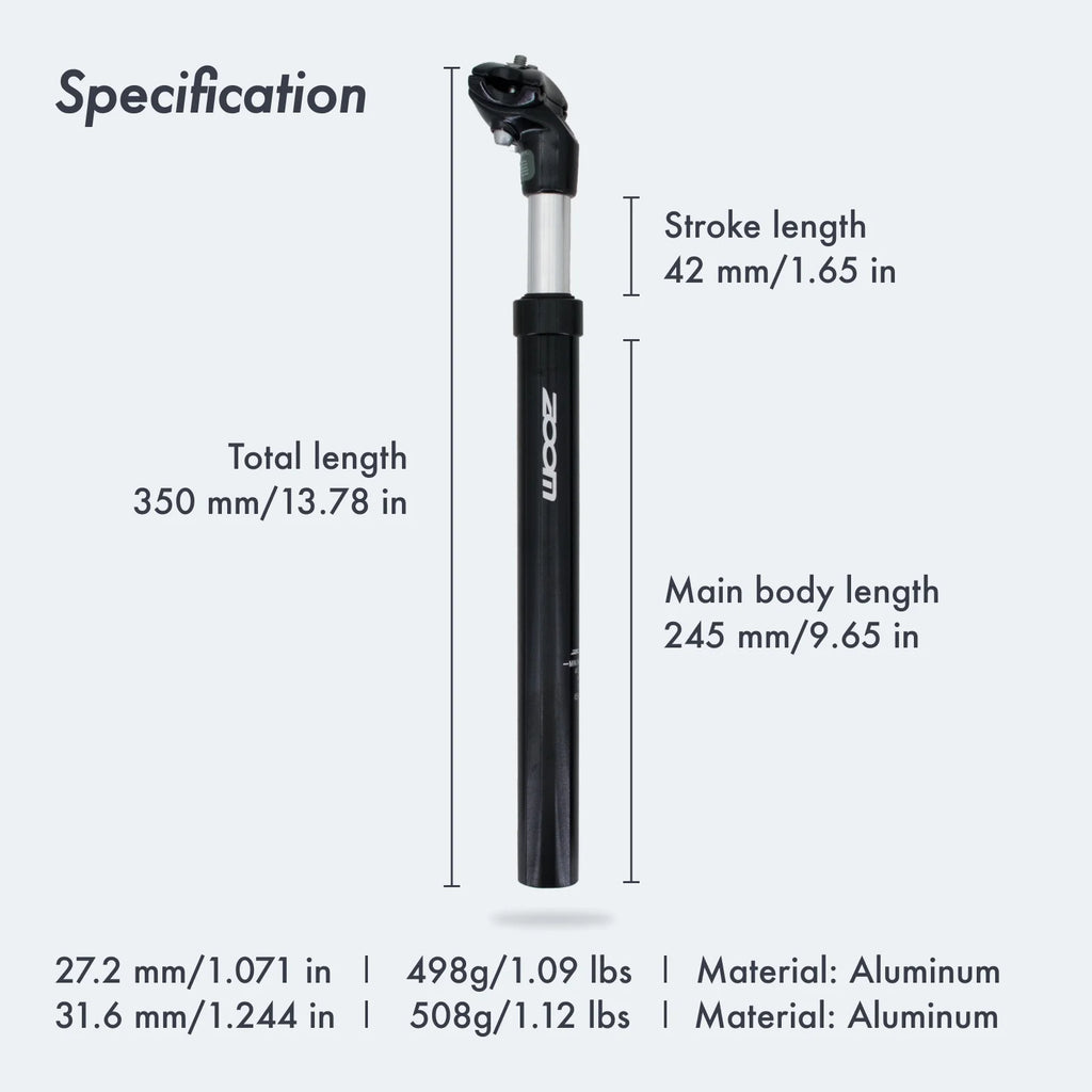 Suspension Seatpost Shock Absorber Damping Alu for MTB Bicycle Seat Post 30.9 X350MM K871