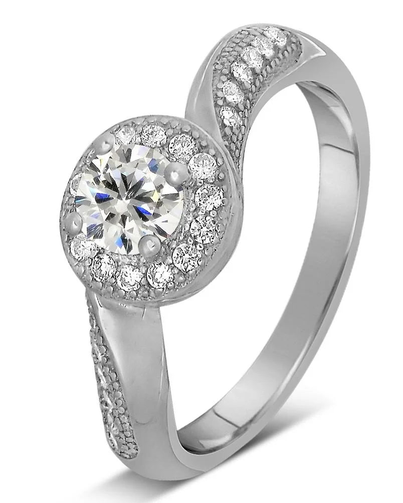 Antique 1.75 Carat Round Cut Diamond Moissanite Engagement Ring In 10K White Gold D45005